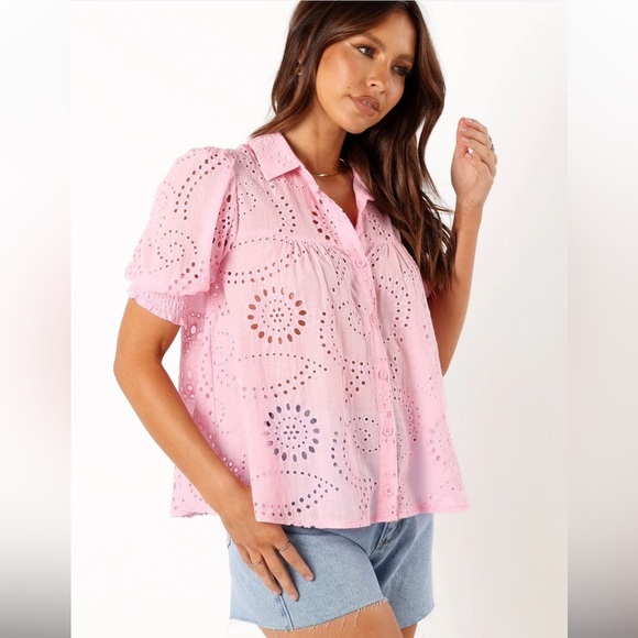 Petal & Pup Pink Janelle Eyelet Top XS NEW - Picture 4 of 12